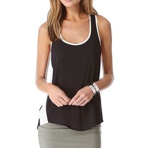 Splendid black and cream racer back silk tank